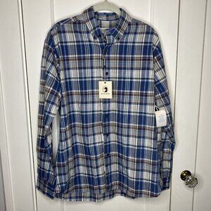 DUCK HEAD Sz M Oxford Plaid Button Down Long Sleeve Shirt Vintage Blue 426 #4